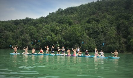 On a board in the middle of Lake Balaton…